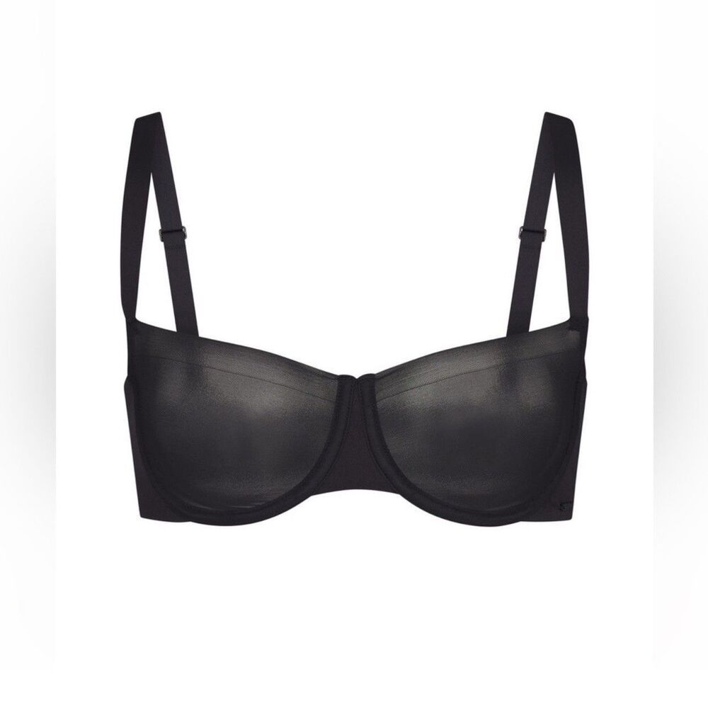New NWT SKIMS Black Sheer unlined Balconette Bra sz 38 DD - Picture 5 of 9